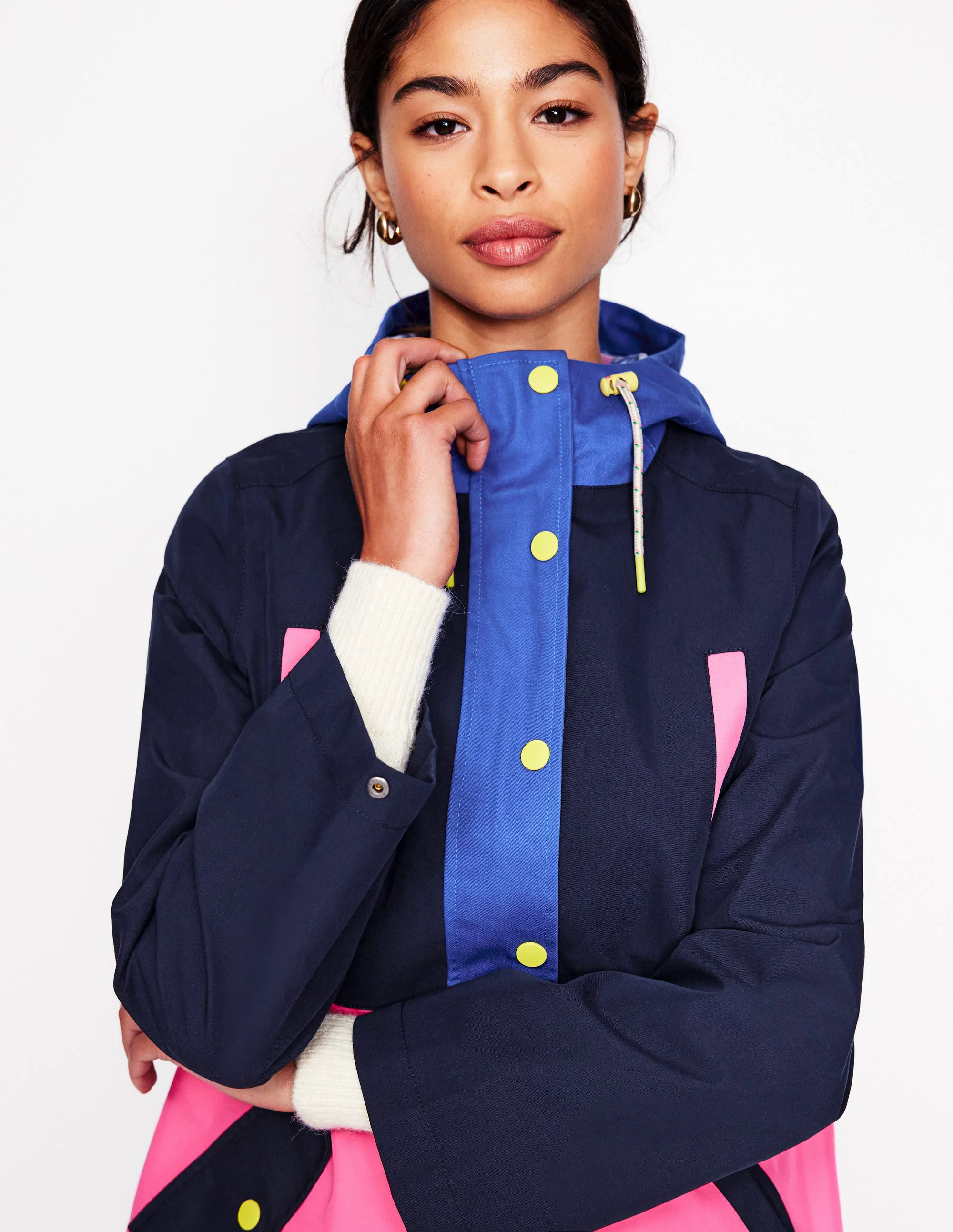 Wells Waterproof Hooded Coat-Colourblock