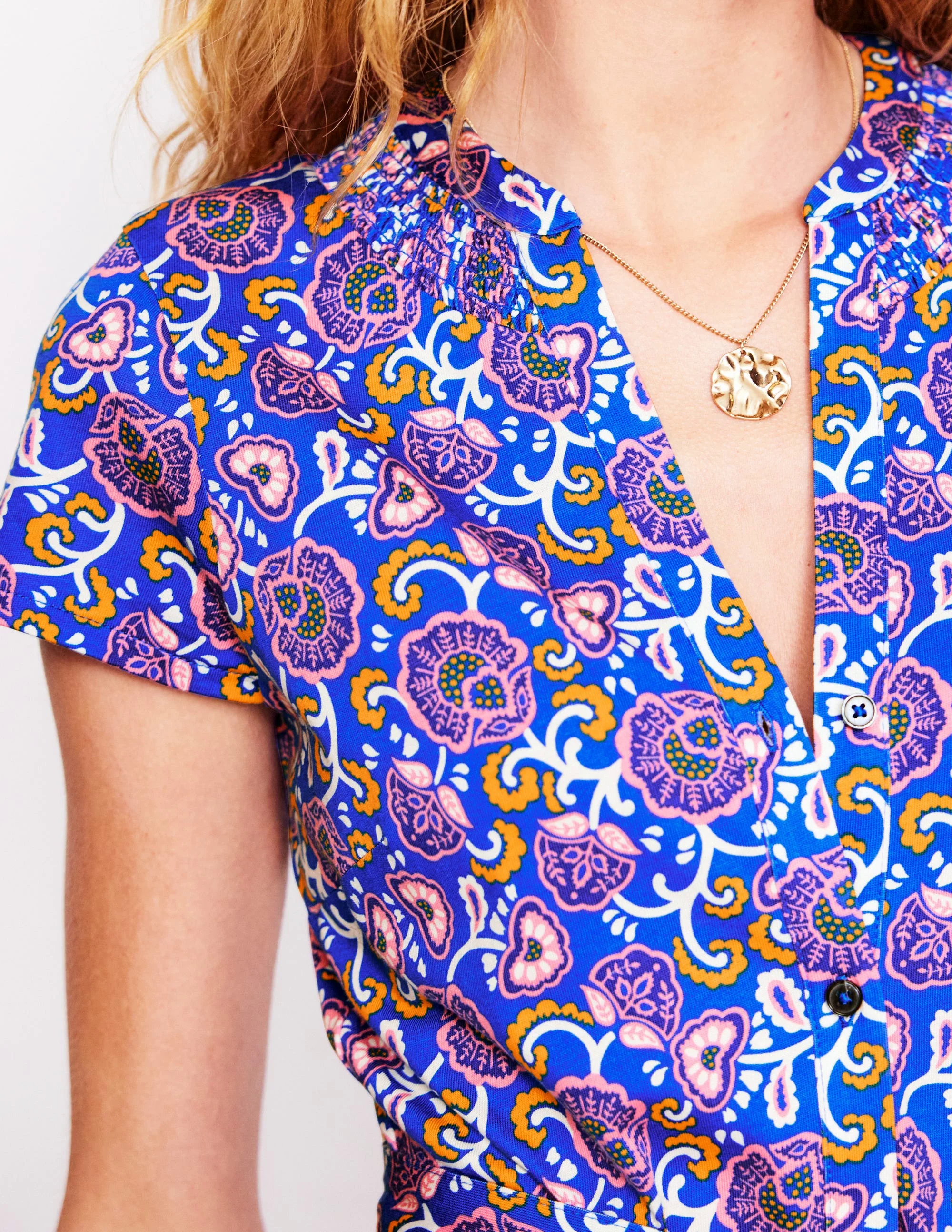 Sara Jersey Shirt Dress-Gallery Blue, Garden Vine