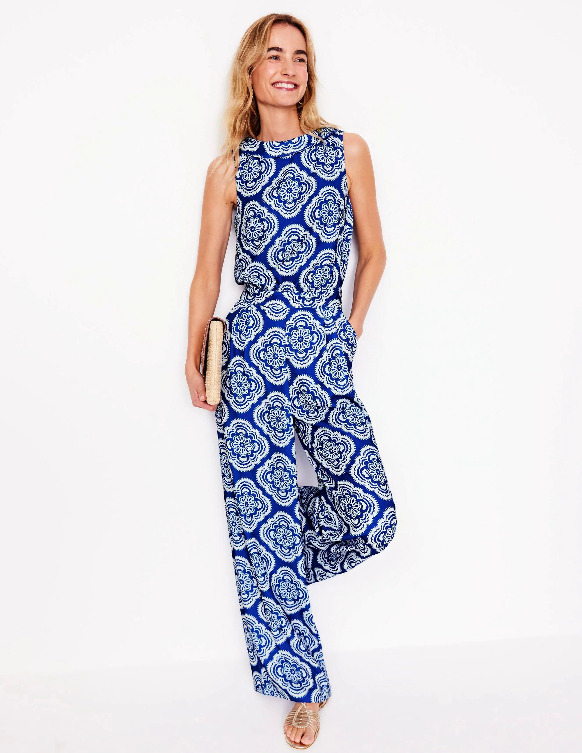 Clarissa Jumpsuit-Gallery Blue, Botanic Blush