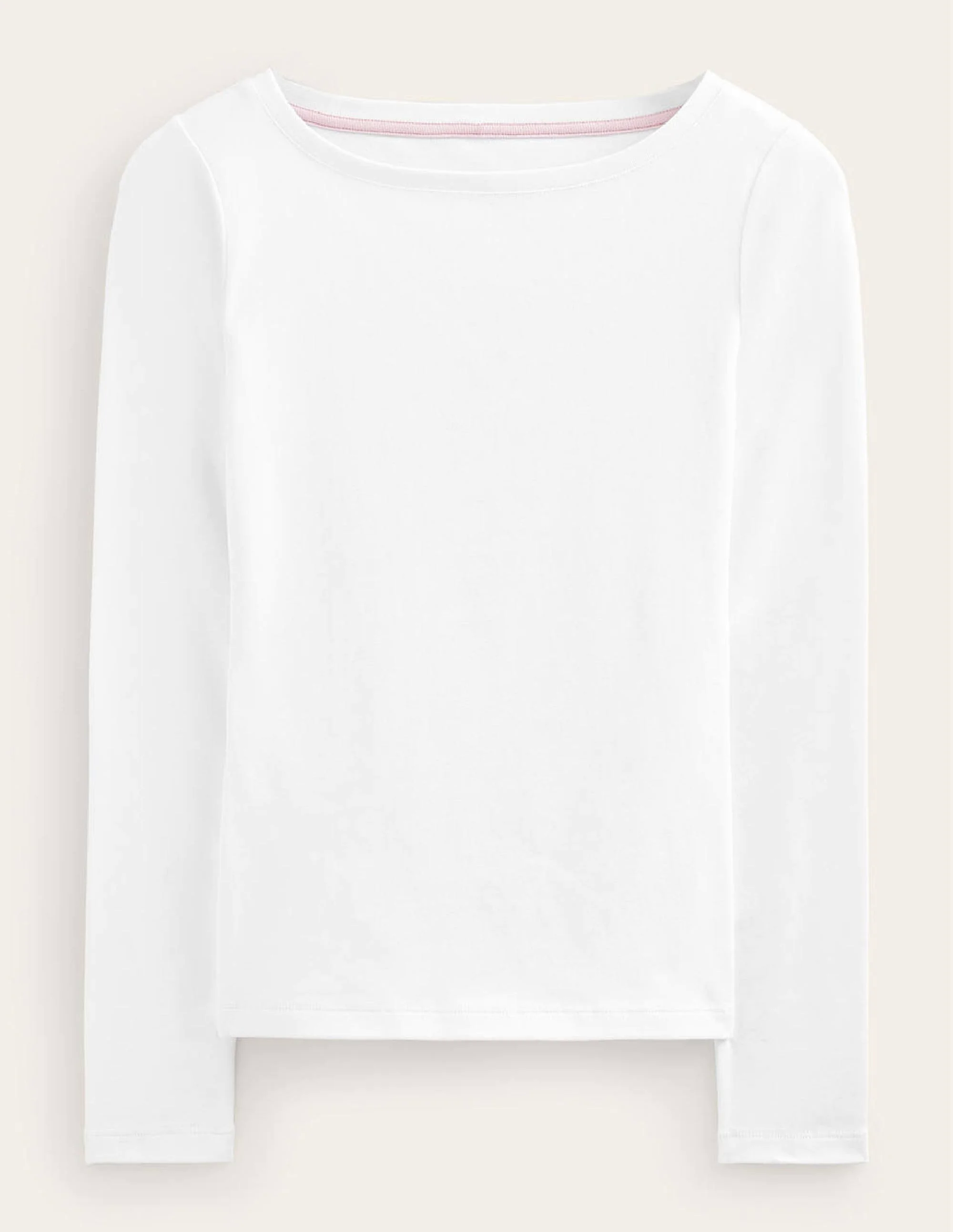 Essential Boat-Neck Jersey Top-White