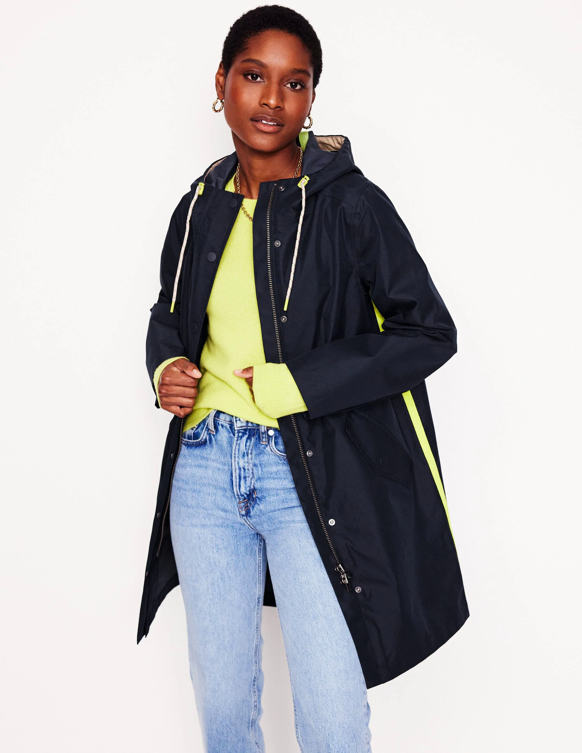 Wells Waterproof Hooded Coat-Navy