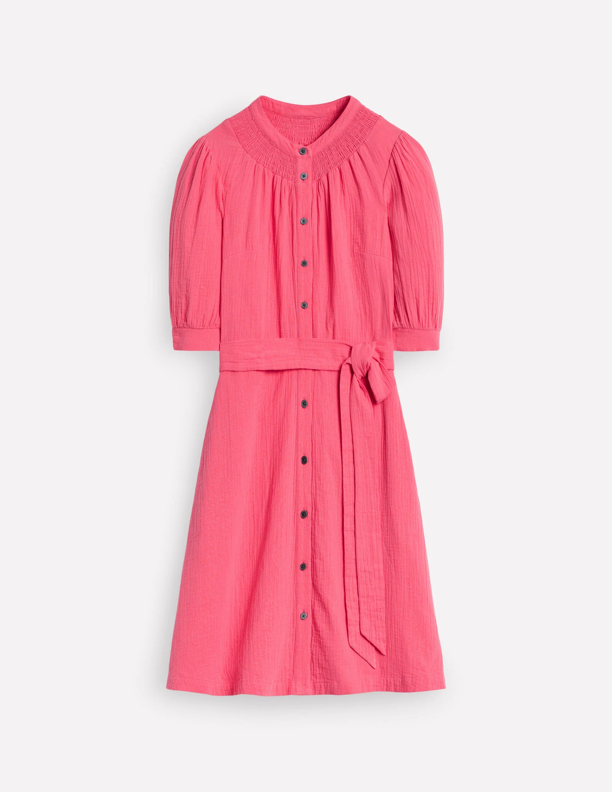 Ada Double Cloth Short Dress-Azalea Pink