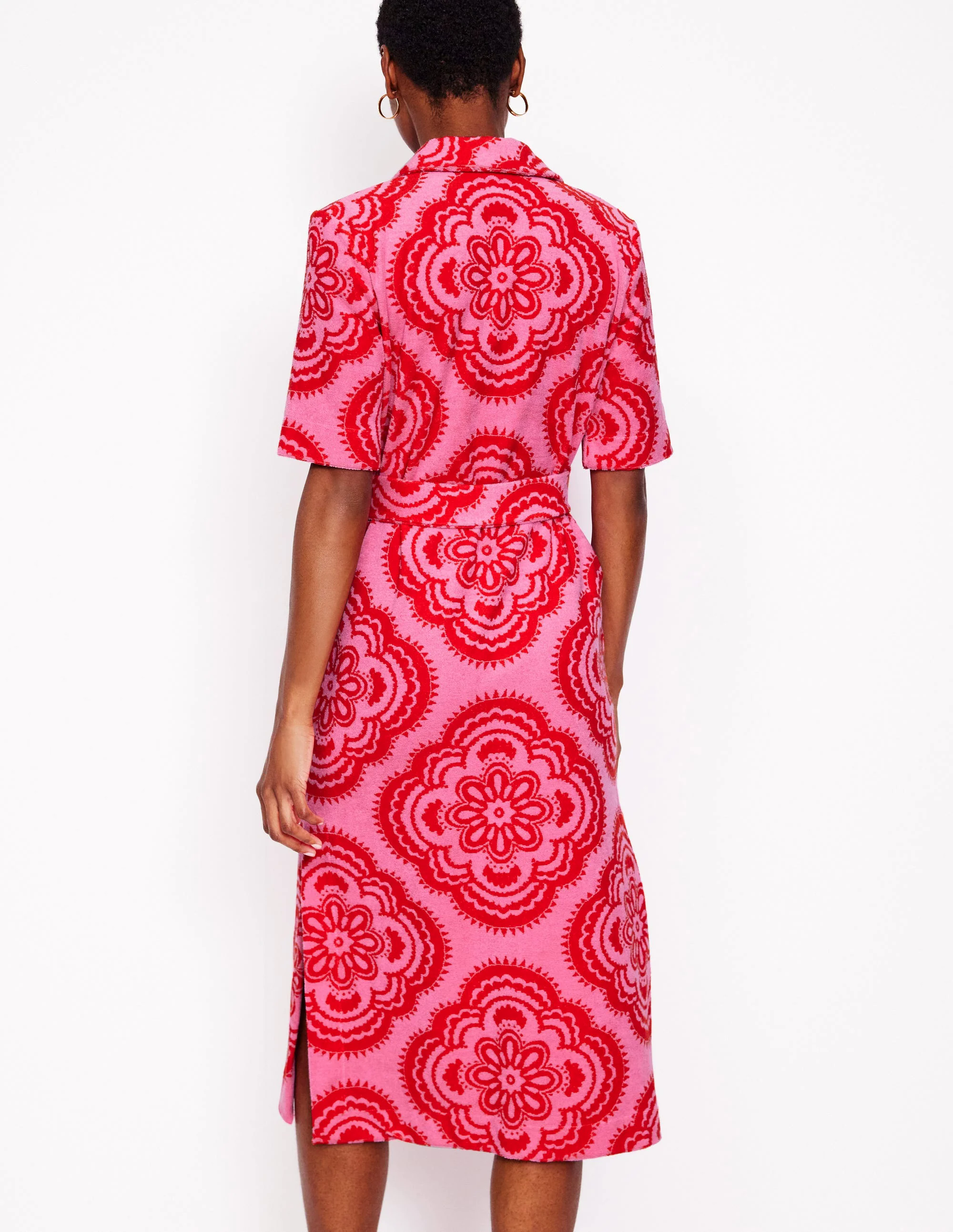 Collared Notch Towel Dress-Pink Rose, Botanic Blush