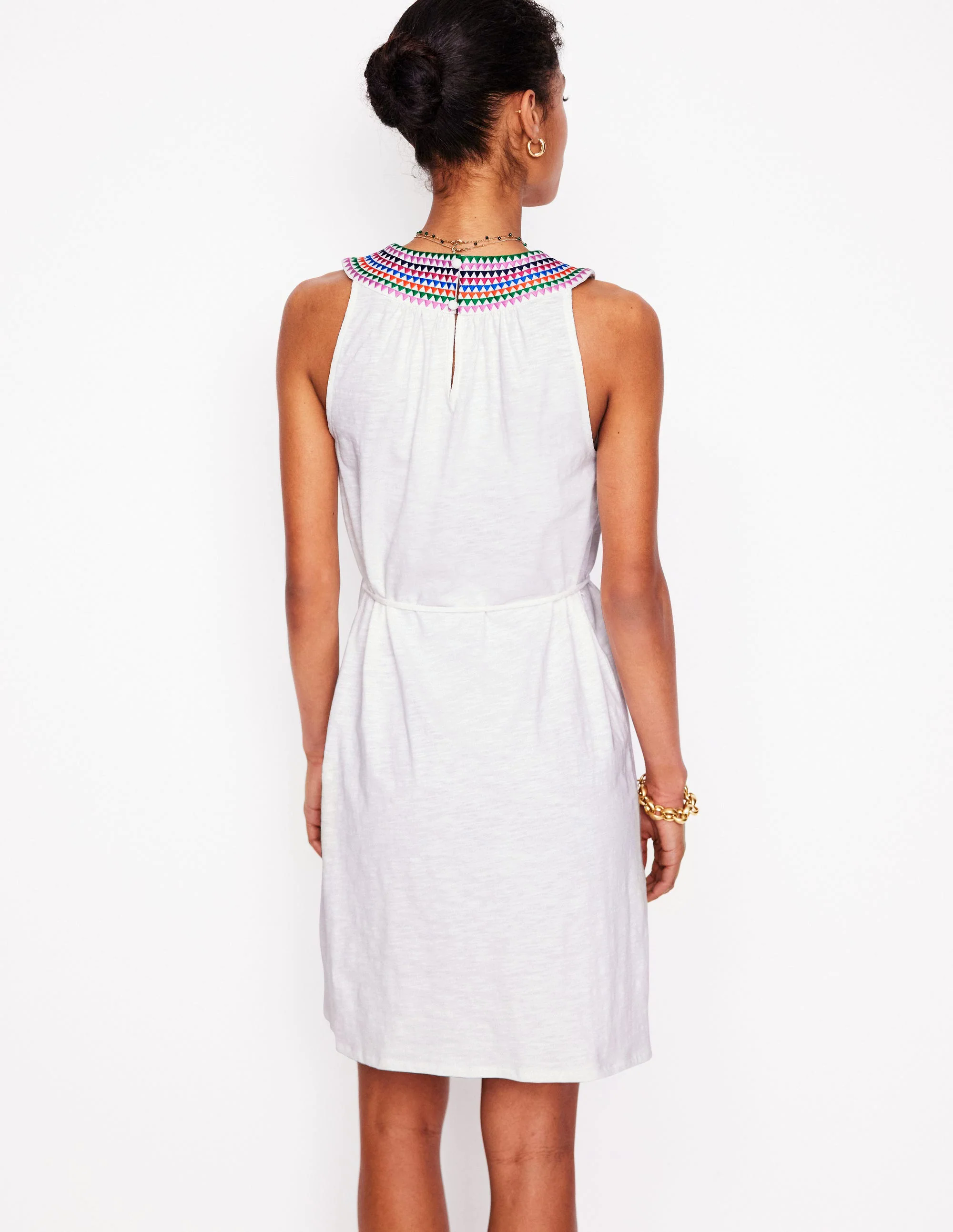 Eleni Embroidered Short Dress-White