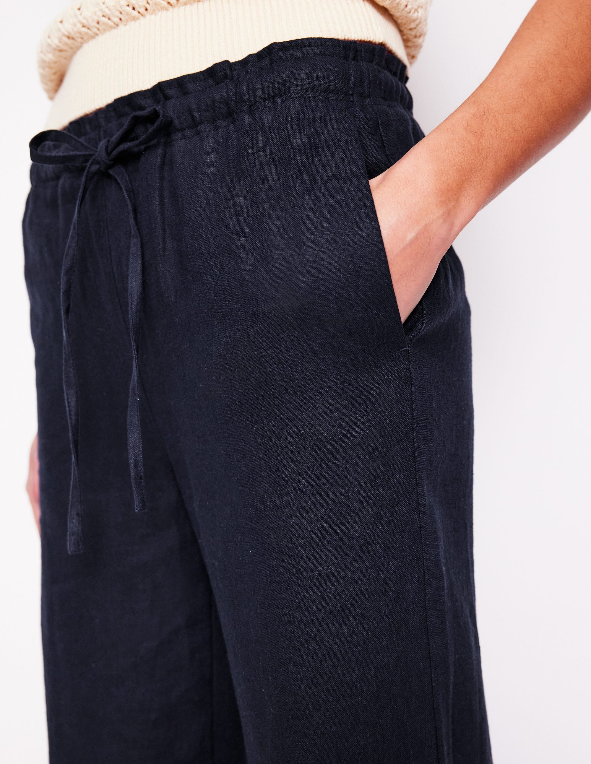 Islington Linen Pants-Navy