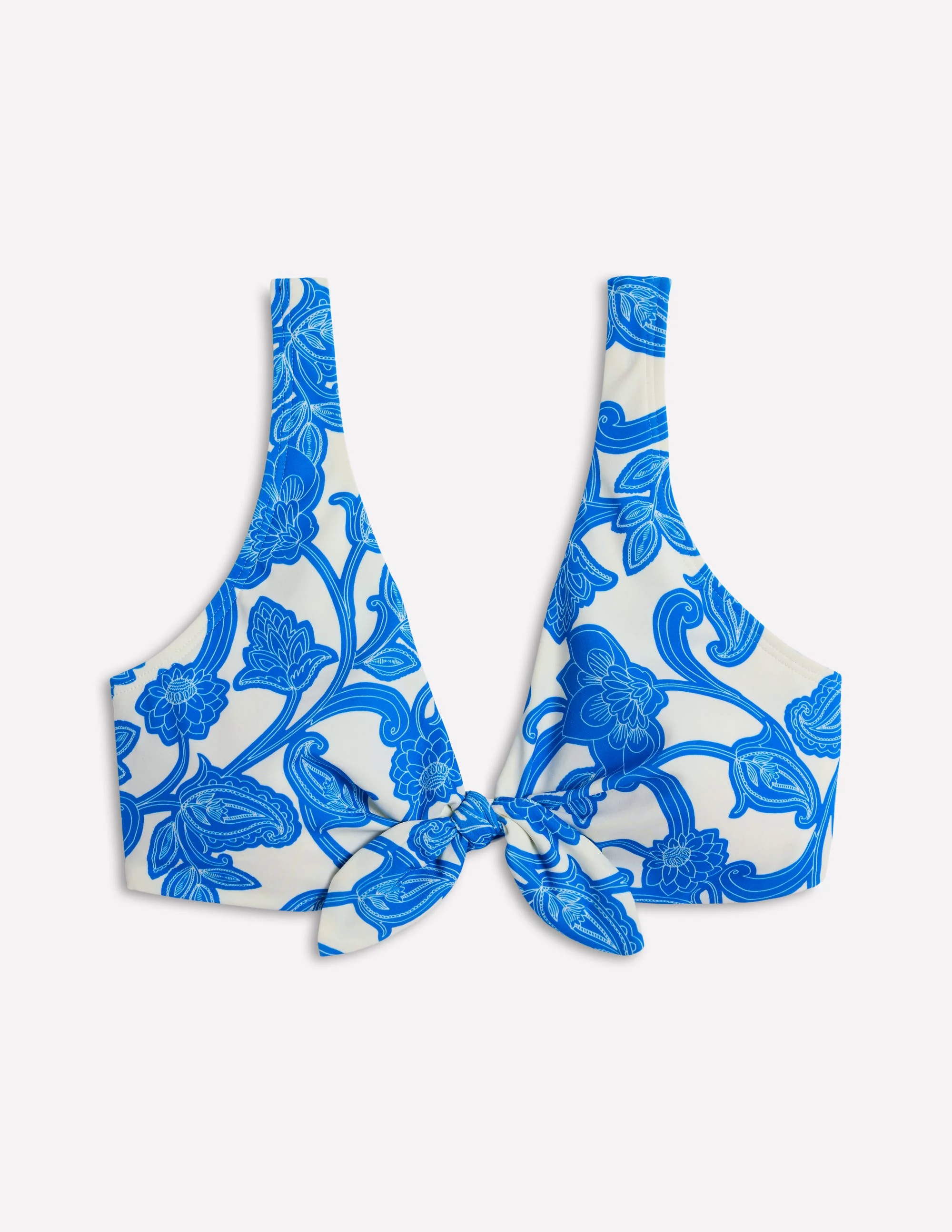 Tie Front Bikini Top-Cerulean Blue, Paisley Whirl