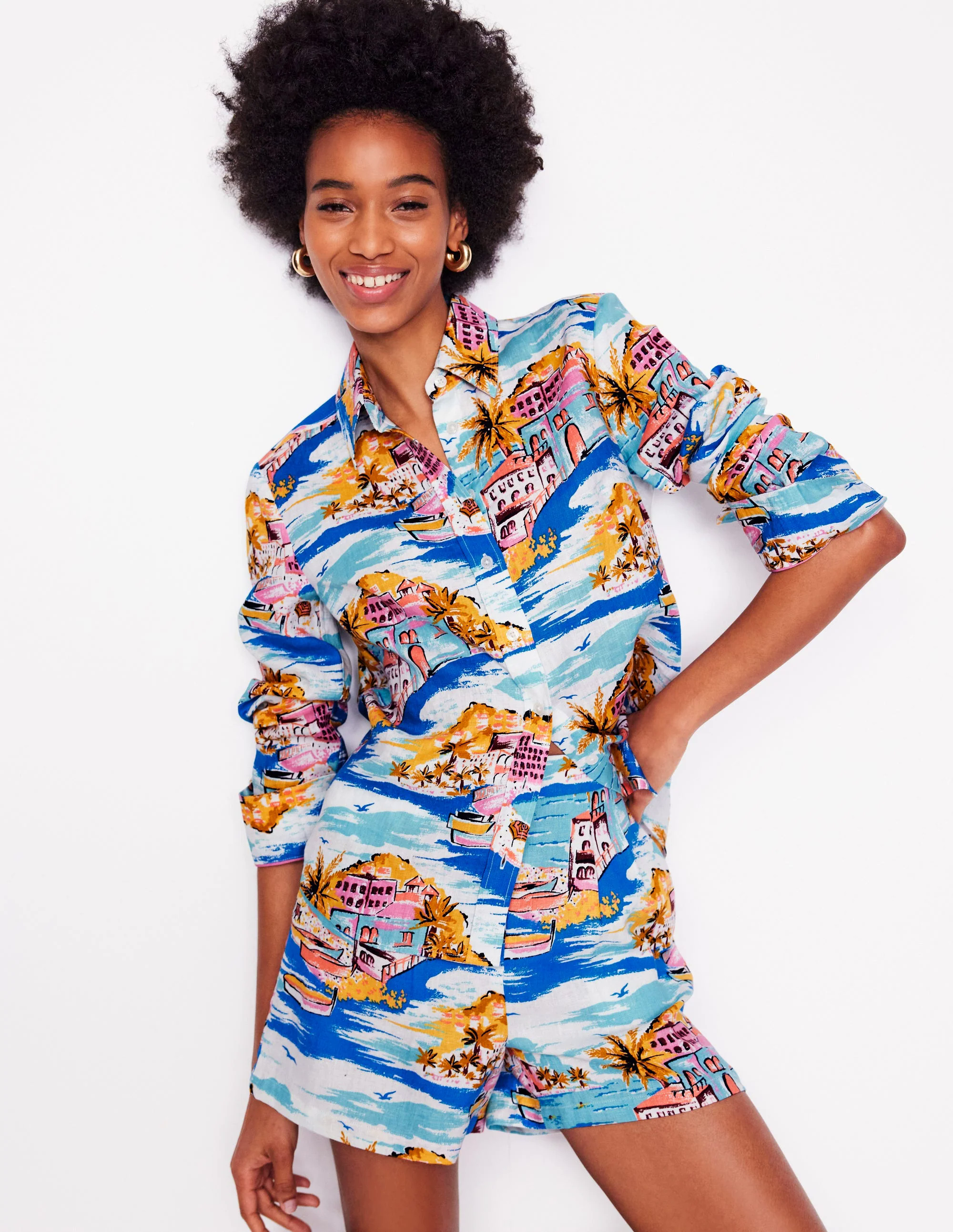 Sienna Linen Shirt-Multi, Paradise Bay