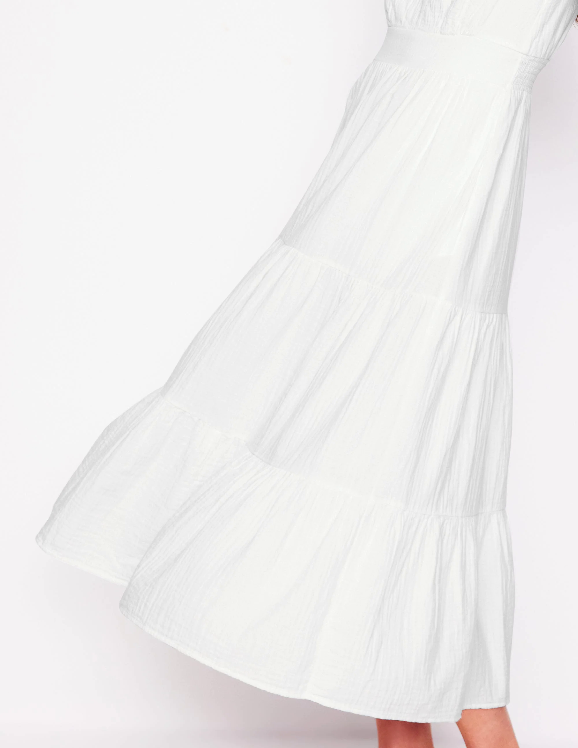 Anna Double Cloth Midi Dress-White